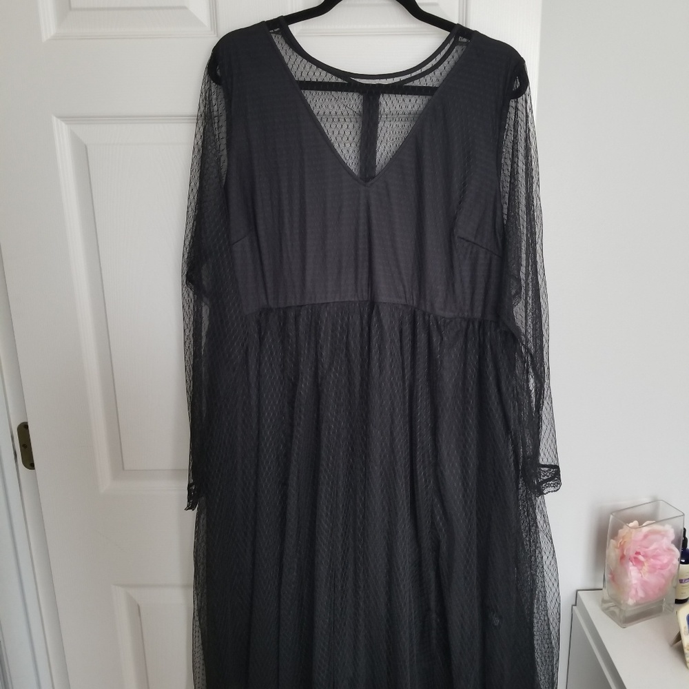 NWT Torrid Black Mesh Midi Dress